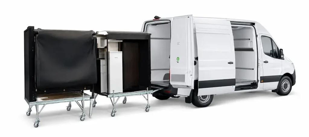 Kit modular de motorhome desmontable para un furgon Mercedes Benz Sprinter.
