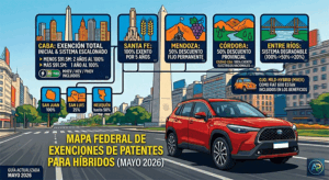 Mapa de exenciones de patentes para autos hibridos en argentina