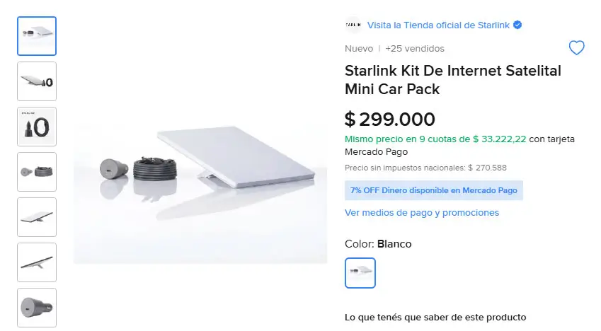 Starlink para autos en Mrcado Libre 