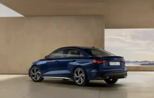 Vista lateral trasera Audi A3 40 TFSi S-Line 2026 Sedan