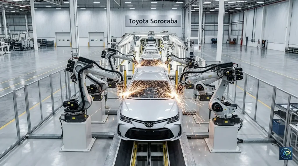 Linea de montaje automatizada en la fabrica de Toyota en Sorocaba Brasil