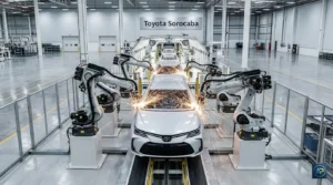 Linea de montaje automatizada en la fabrica de Toyota en Sorocaba Brasil