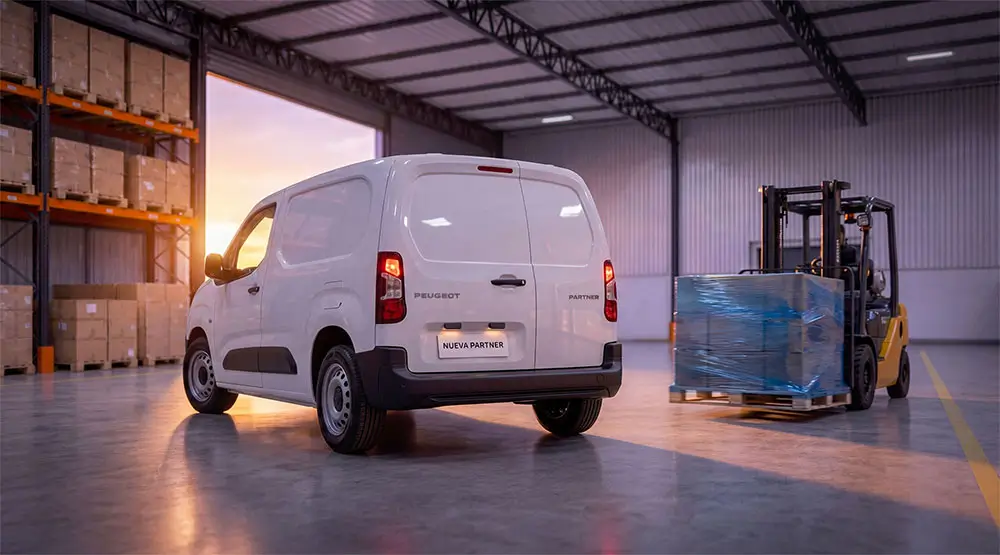 Vista trasera Furgon utilitario Peugeot Partner Van 2026