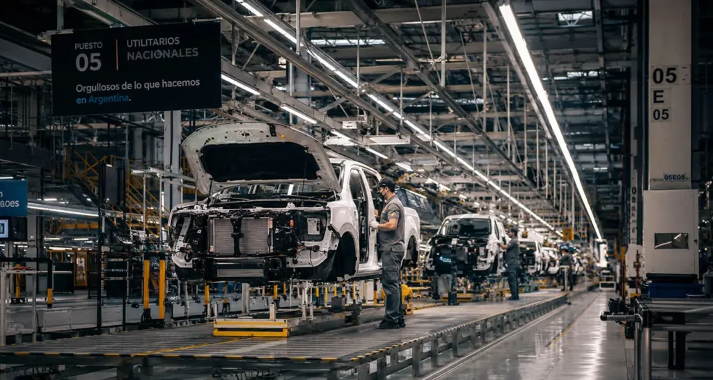 Linea de produccion automotriz en Argentina y exportacion de utilitarios junio 2026
